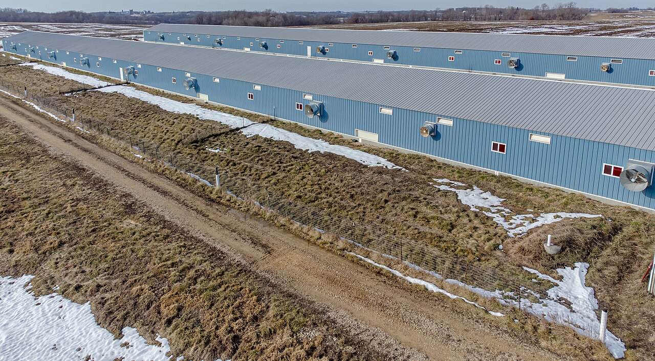 Langer Geflügelstall im Winter