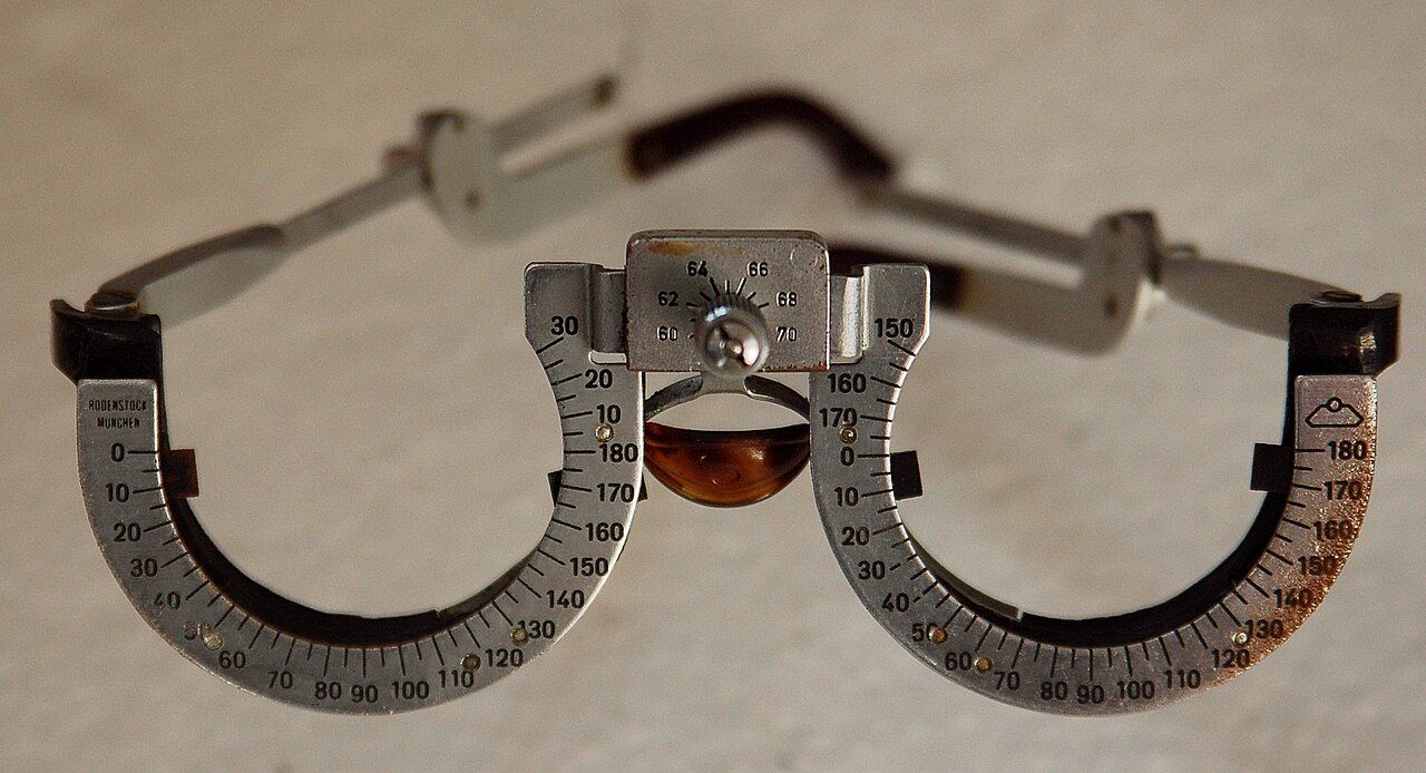 Messbrille mit Gradeinteilung für die Augenprüfung