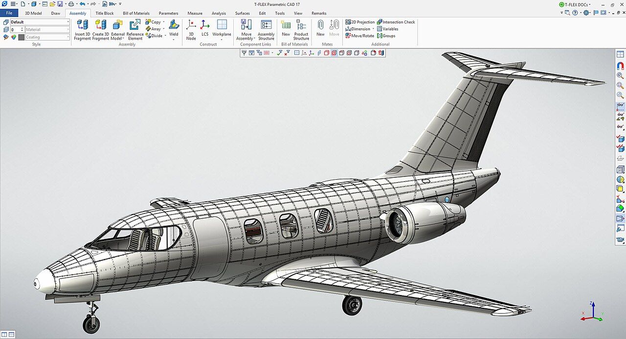 Flugzeugmodell in einer CAD-Software